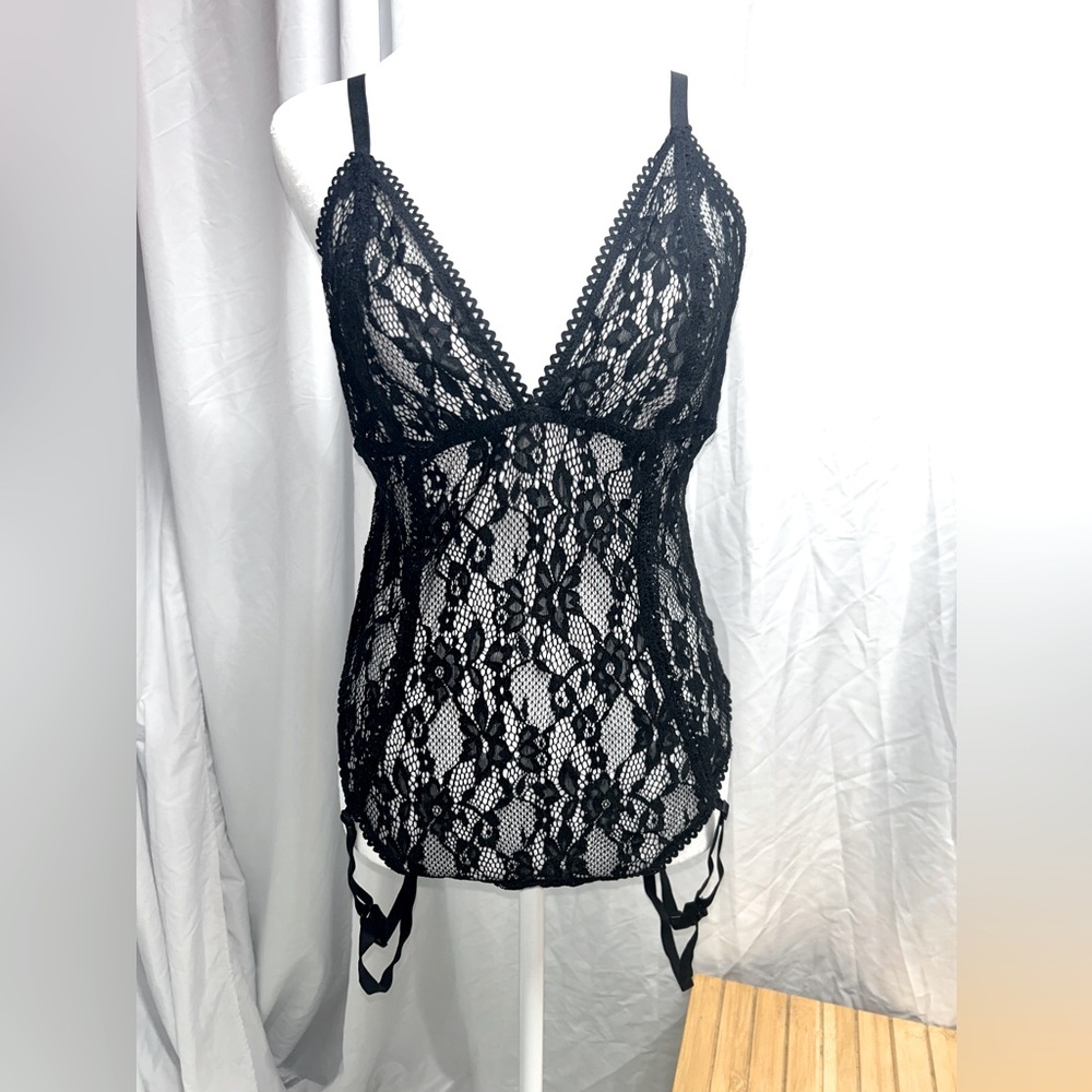 AdoreMe Corset Black Lace Lingerie NWT